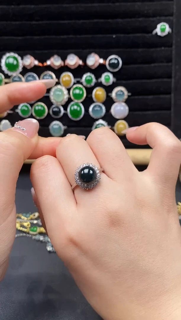 银S925镶嵌戒指翡翠111