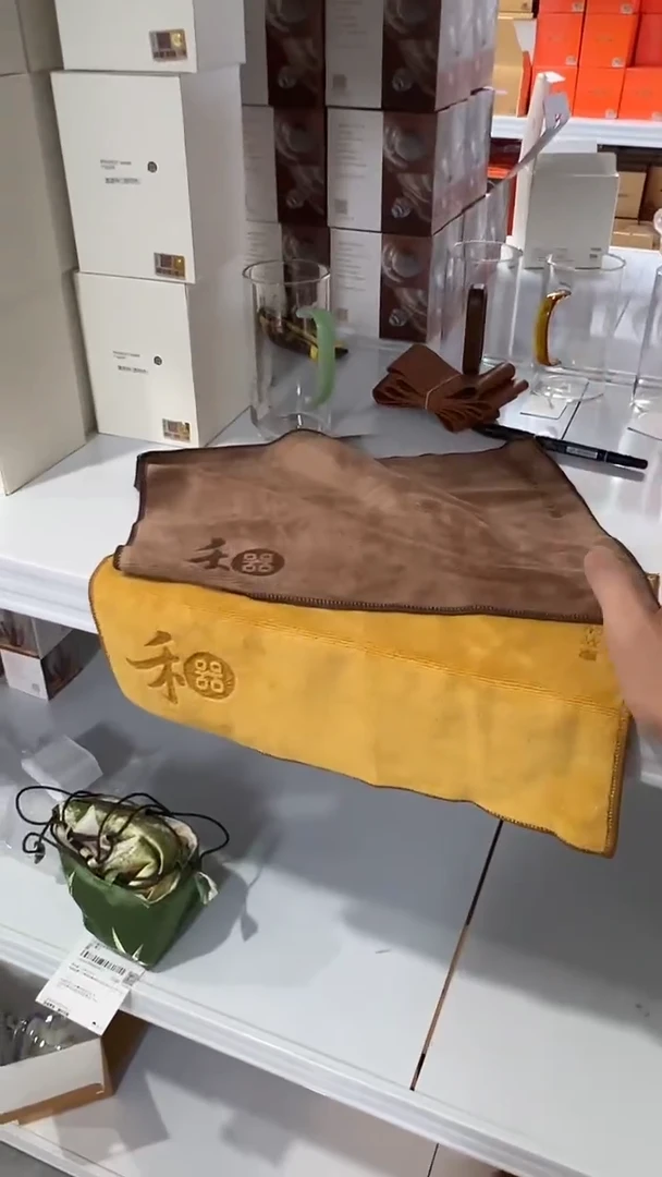 禾器茶巾两条褐色+黄色