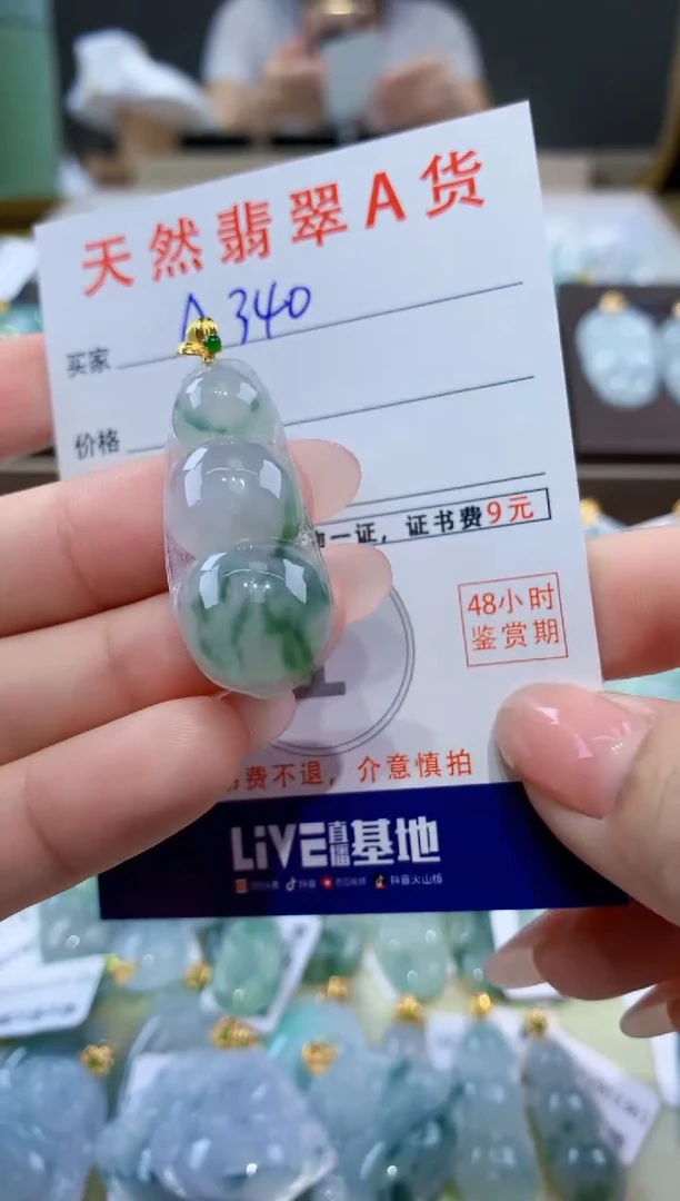 颈饰18K金镶嵌翡翠天然翡翠A货挂件