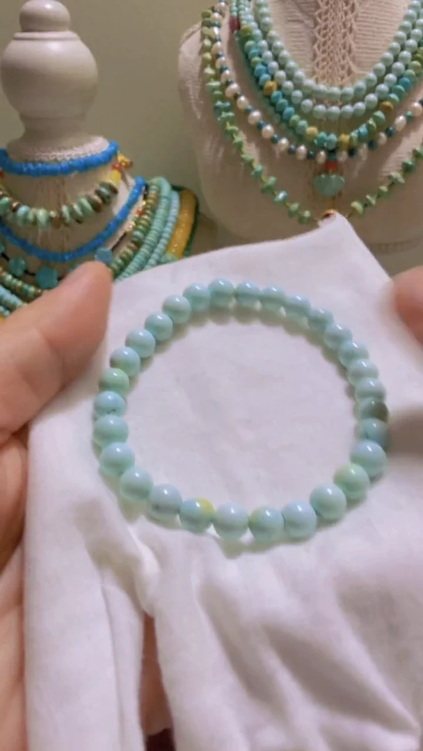 未镶嵌绿松石珠宝半成品6.8mm圆珠手串