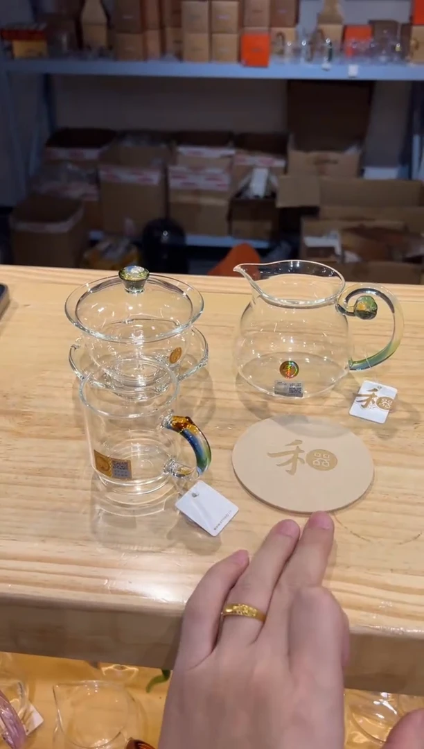 禾器-沁莲盖碗-迷翠+浮莲迷翠+隆杯-迷翠++