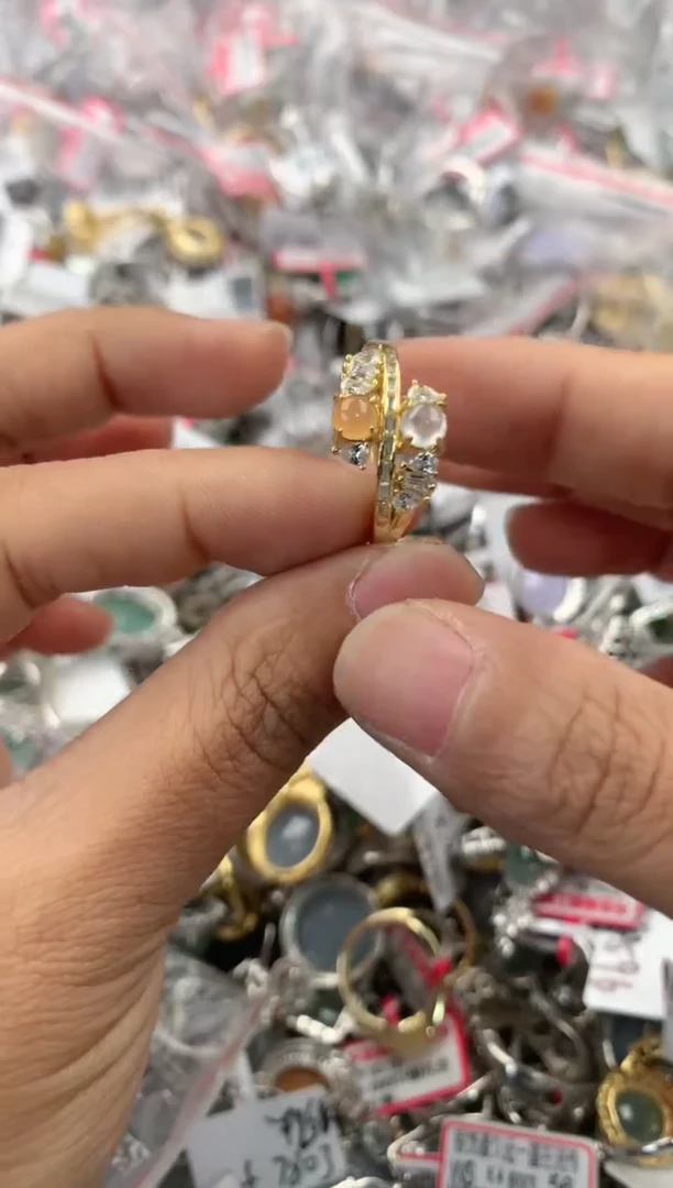 银S925镶嵌戒指翡翠555              3