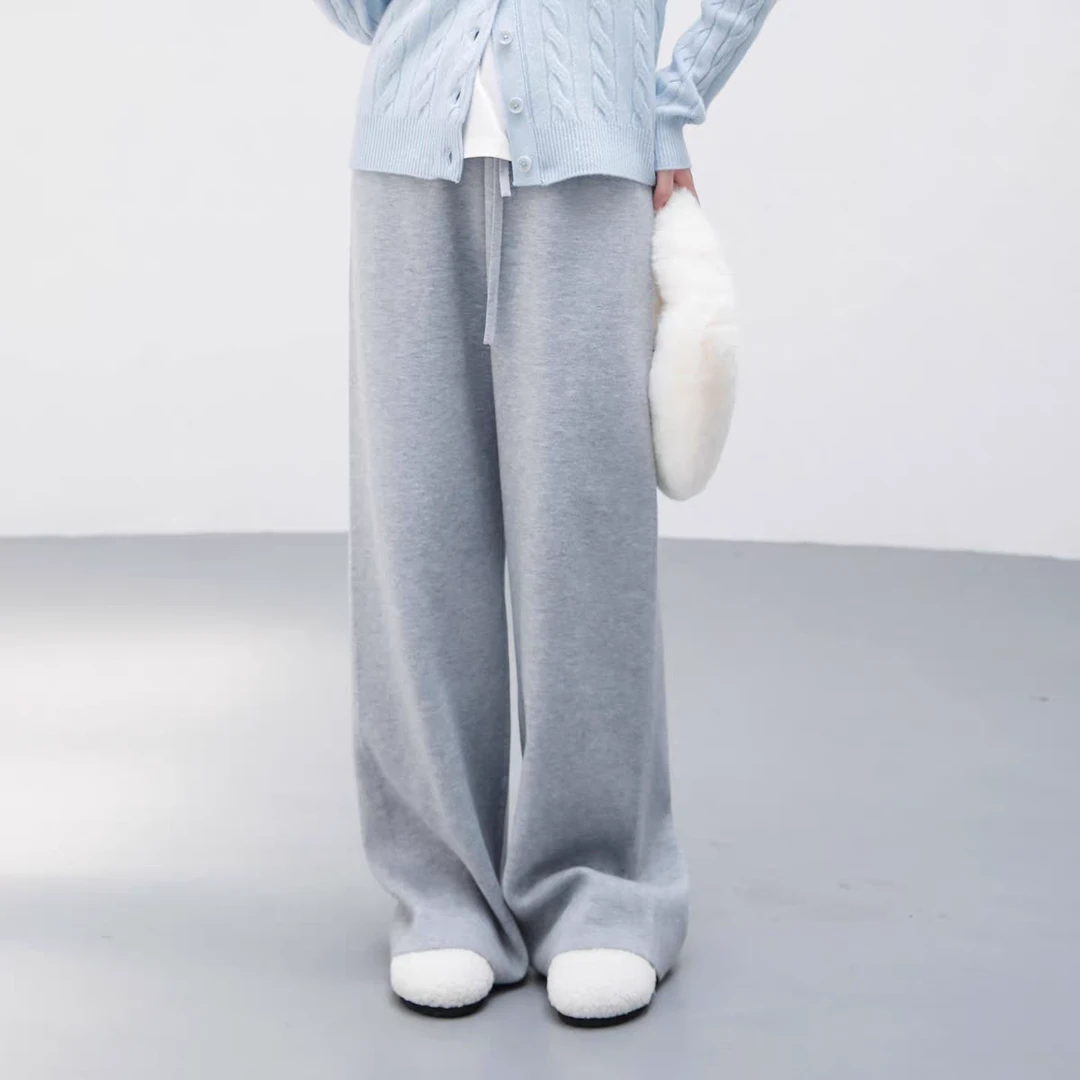 百搭休闲裤长裤秋冬阔腿裤高腰外穿慵懒风加绒加厚宽松显瘦垂感女