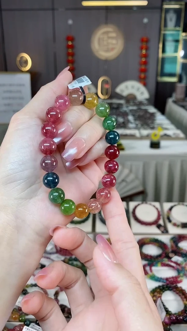 未镶嵌老矿碧玺彩虹单圈手串10mm+碧玺hon多样性发货一条