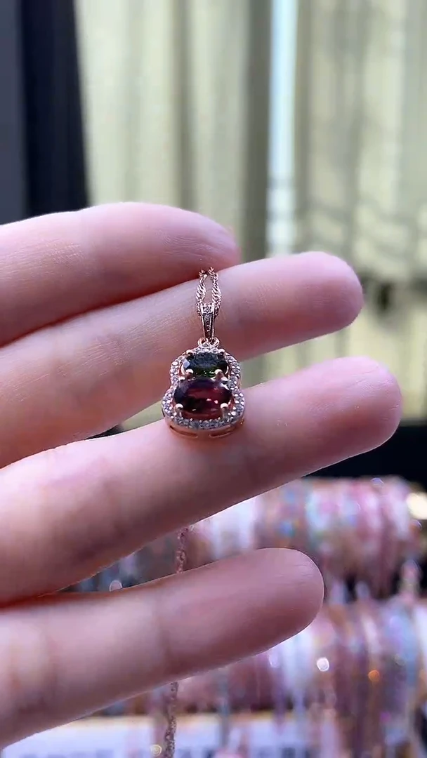 【闪购商品】碧玺吊坠银S925镶嵌66666666666