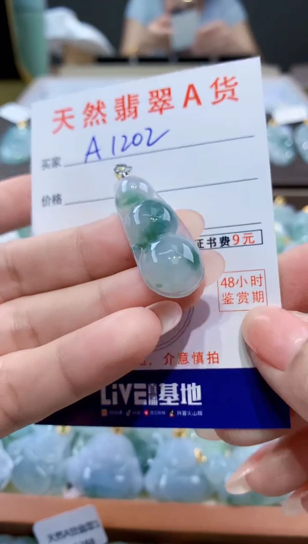 颈饰18K金镶嵌翡翠天然翡翠A货挂件
