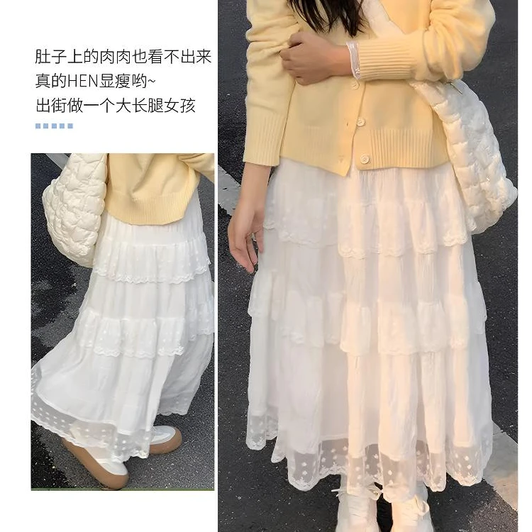 女童白色半身裙夏装长裙2025新款儿童A字夏季大童女孩蛋糕公主裙