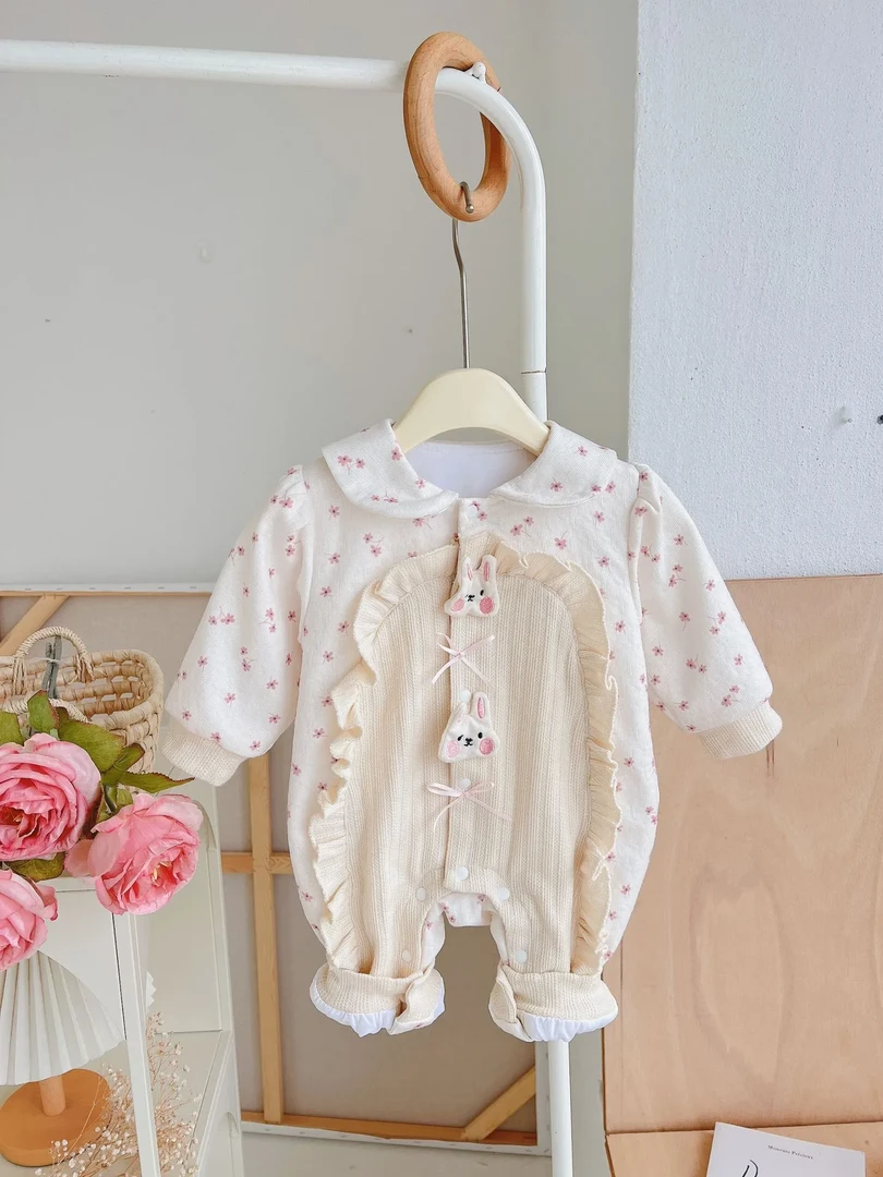 【新年特惠体验价】两只小兔森系春款双层棉内衬女宝高品质连体衣