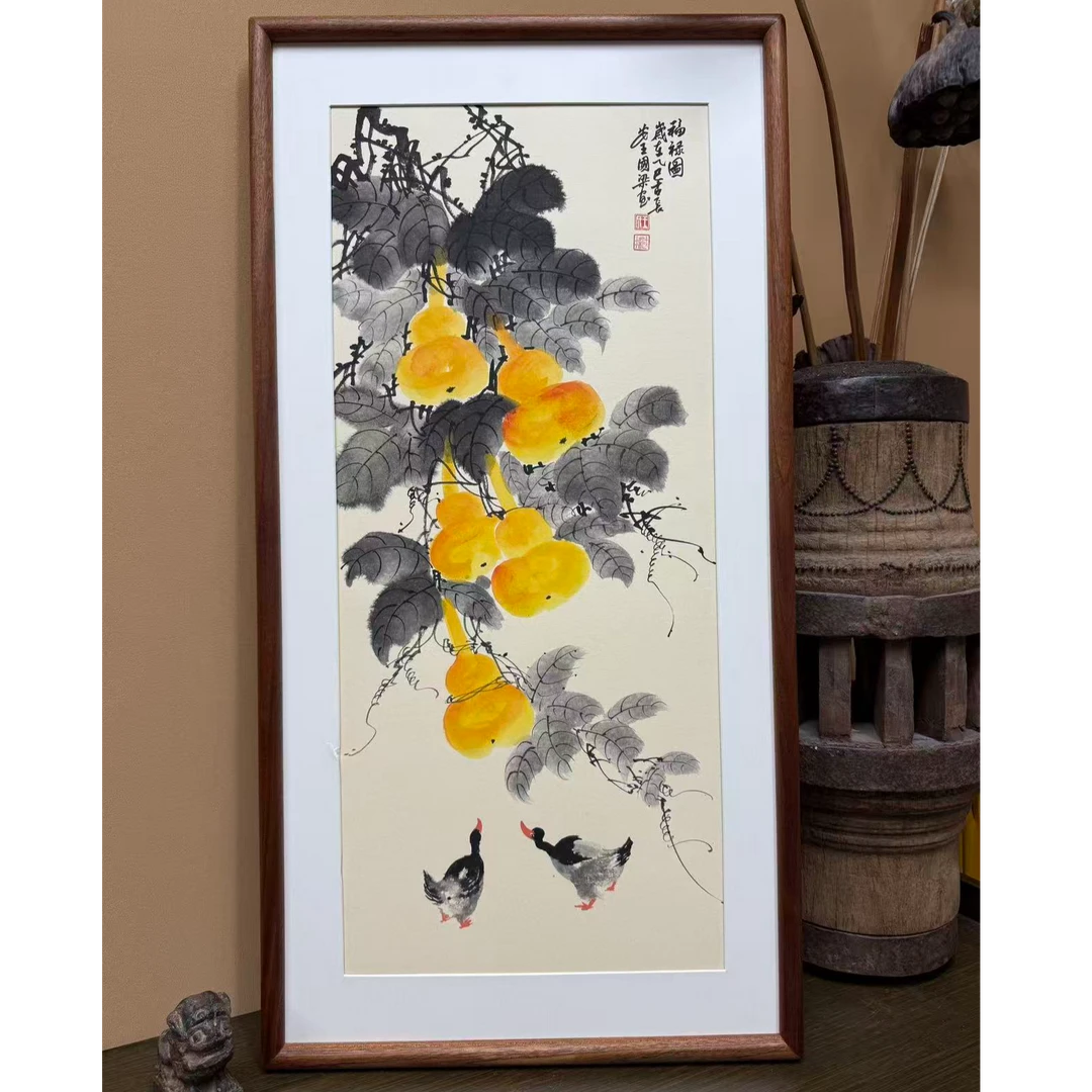 《福禄图》35×68花鸟装饰画