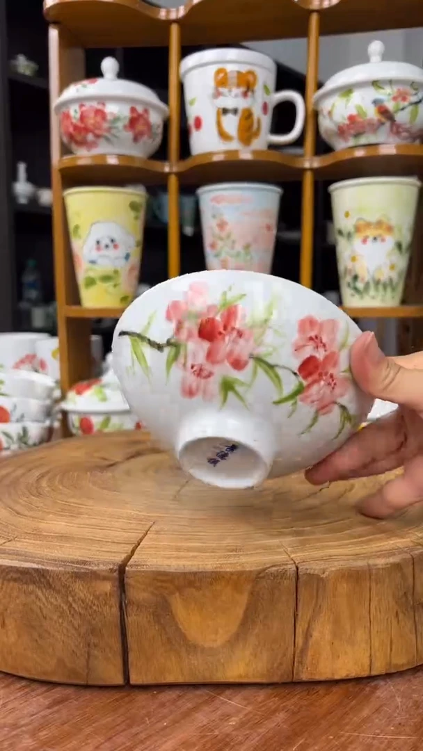 瓷片景德镇手绘釉中彩（食品级）小斗笠碗