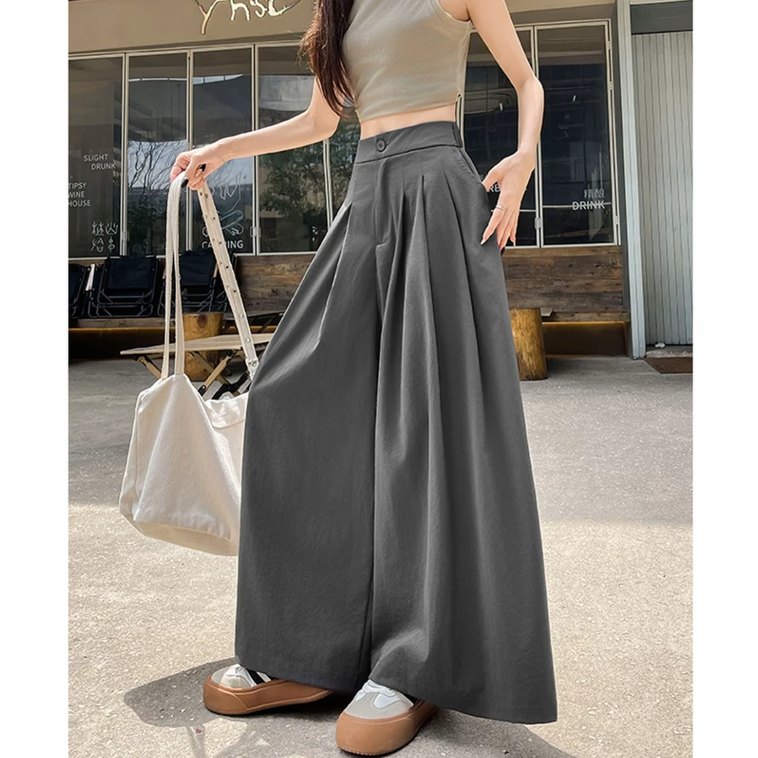 灰色新款冰丝山本裙裤女爆款高腰夏季薄休闲百搭小个子奶芙裙裤子