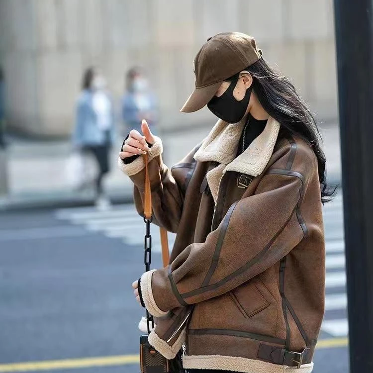 【衣重超3斤】特厚冬季外套男女宽松加厚冬季百搭复古情侣装机车服