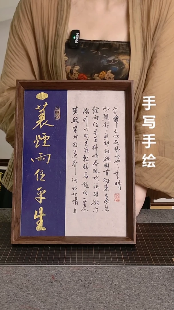 书法一蓑烟雨任平生带框手写