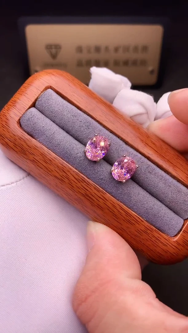 银S925镶嵌耳饰碧玺樱花粉