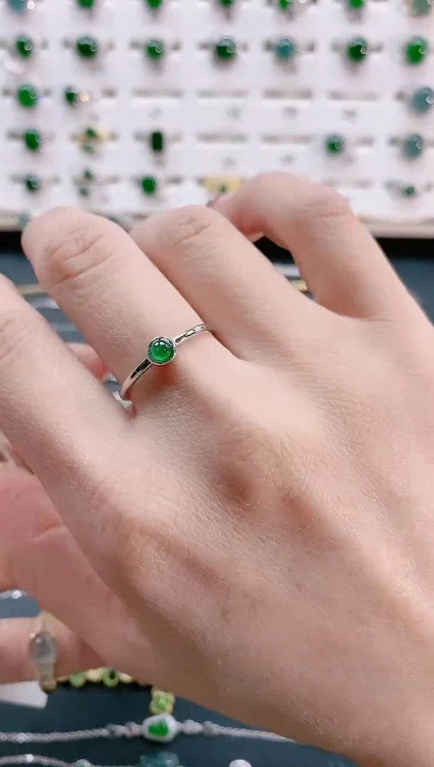 【闪购商品】翡翠戒指银S925镶嵌天然翡翠