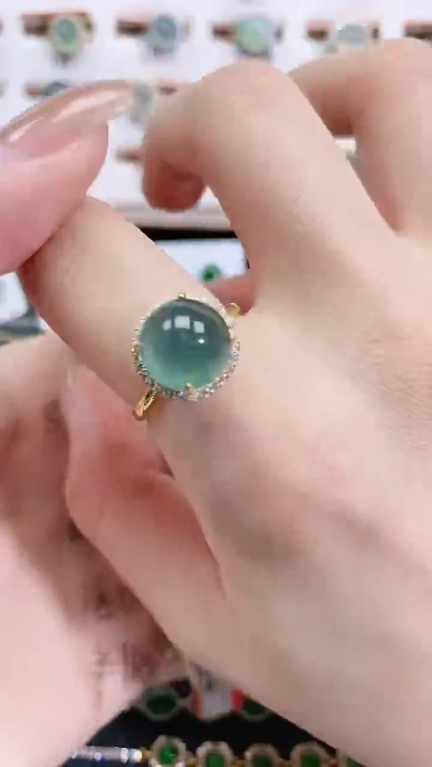 银S925镶嵌戒指翡翠天然翡翠