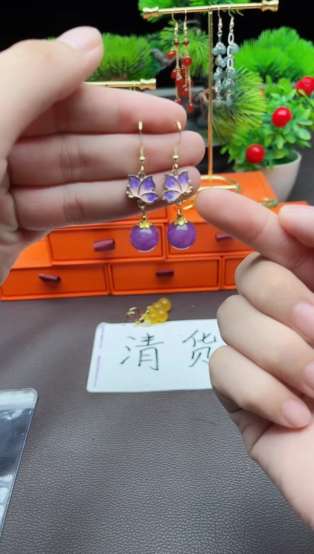 玛瑙/玉髓耳饰银S925镶嵌421