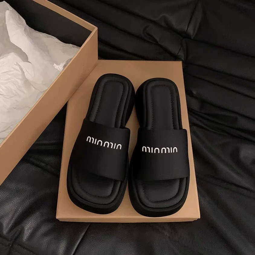 58-1中跟鞋松糕底沙滩防滑一字拖夏季