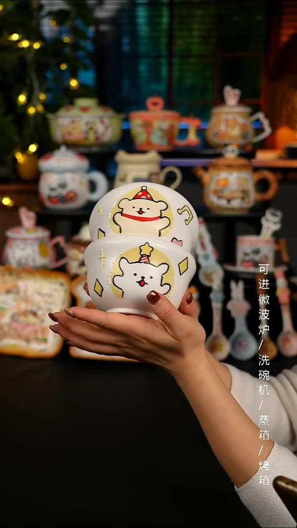 陶瓷无盖款景德镇高温釉下彩纯手绘创意瓷