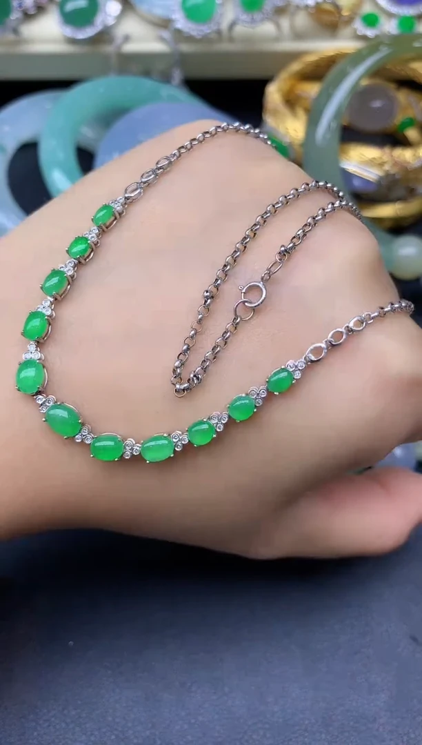 颈饰18K金镶嵌翡翠291-雪姐翡翠天天见