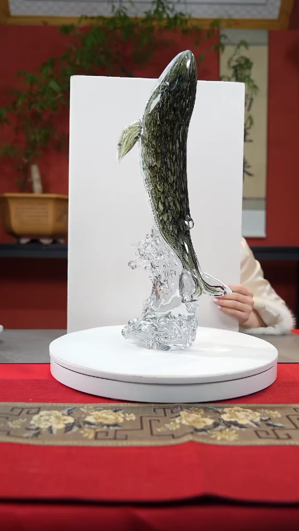 【闪购商品】琉璃手工艺品绿色鲸鱼