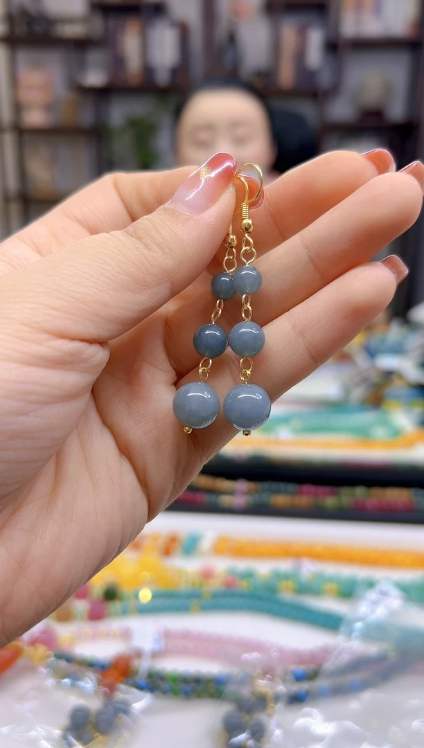 【闪购商品】翡翠耳饰14K金镶嵌耳坠E735