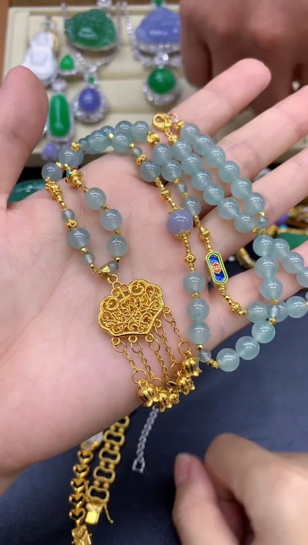 翡翠足金镶嵌颈饰690-中国好珍宝