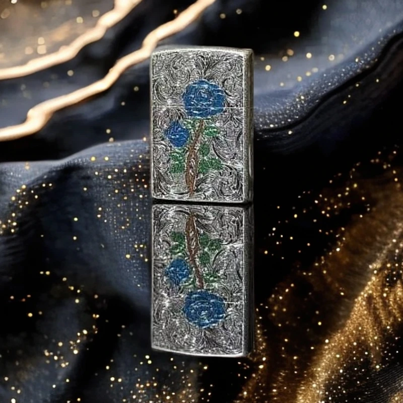 zorro 蓝色妖姬玫瑰 錾刻镶嵌 古银 煤油机（不赠送煤油）