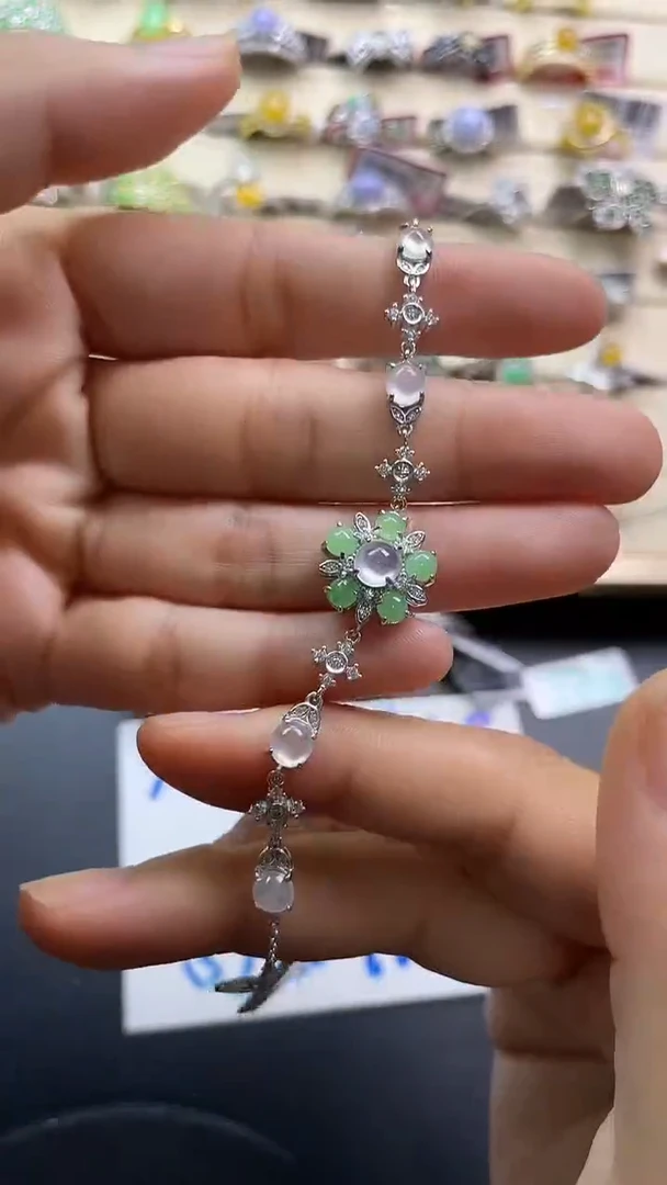 银S925镶嵌戒指翡翠翡翠 蛋面 银S925镶嵌