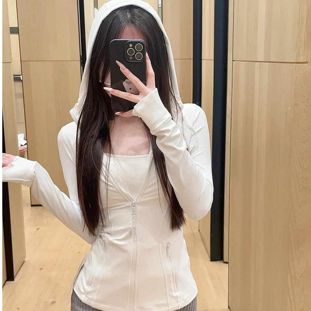 Lulu Epoch一样样lu Defi修身显瘦连帽外套