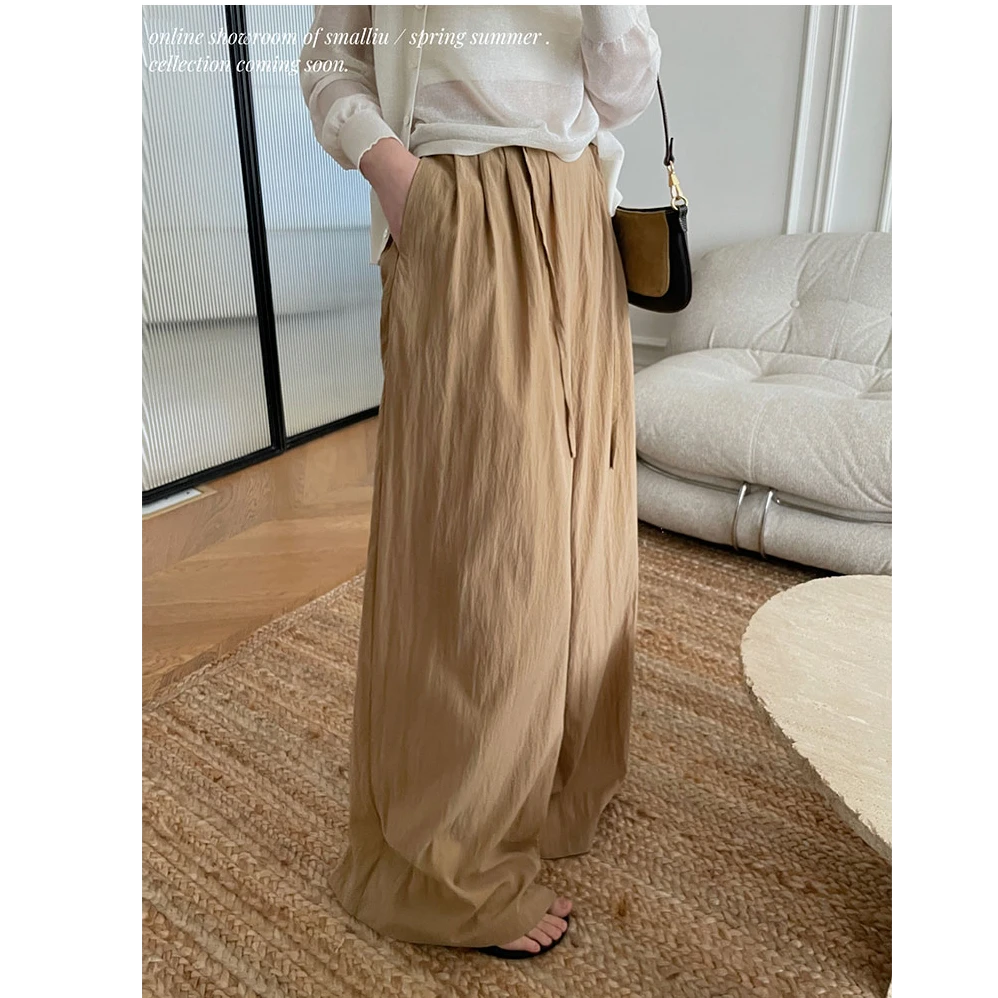 SMALLIU 天丝垂感拖地显瘦直筒阔腿裤