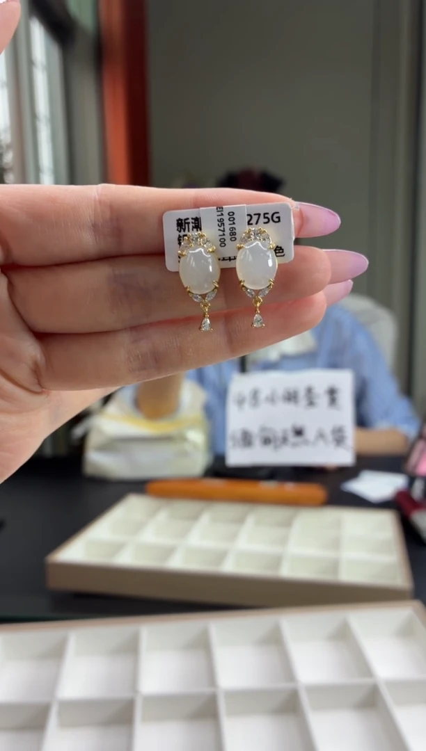 银S925镶嵌翡翠耳饰111111