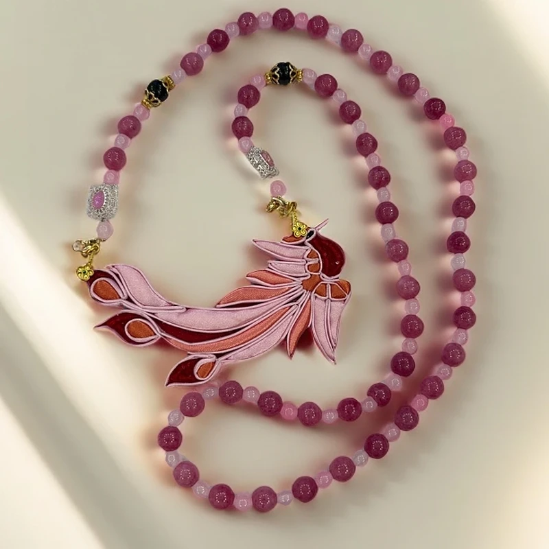 非金属仿水晶项链 中式旗袍唐装扣子手工定制编织盘扣凤凰项链