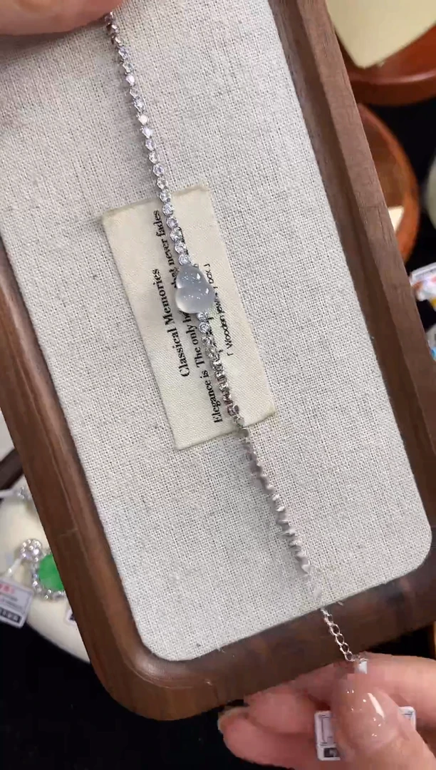 银S925镶嵌挂件翡翠手链