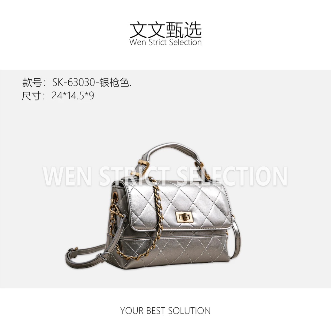 【文文甄选】SK-63030-银枪色 轻奢时尚百搭新款女包
