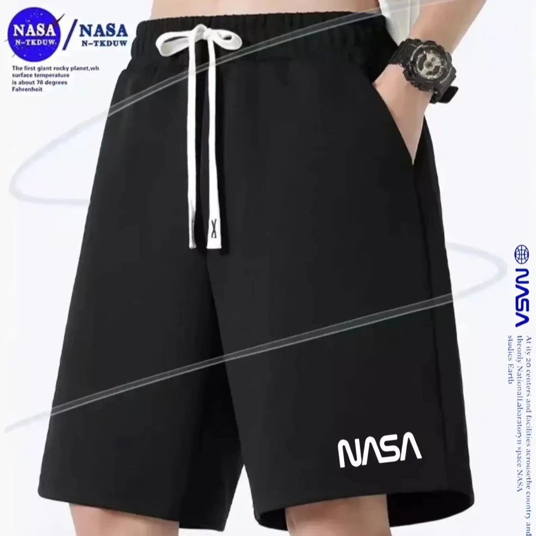 NASA联名华夫格夏季宽松百搭透气男士五分运动沙滩短裤