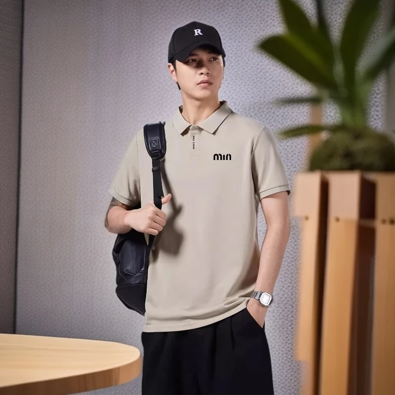 维斯克纳夏季短袖polo衫男薄翻领宽松透气字母体恤休闲高尔夫上衣