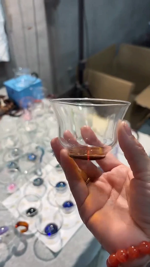 手工艺品玻璃清杯 琥珀 2只