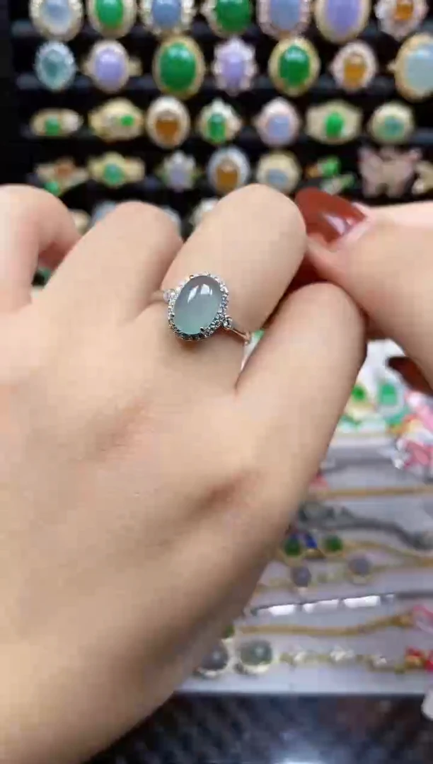 银S925镶嵌戒指翡翠6623