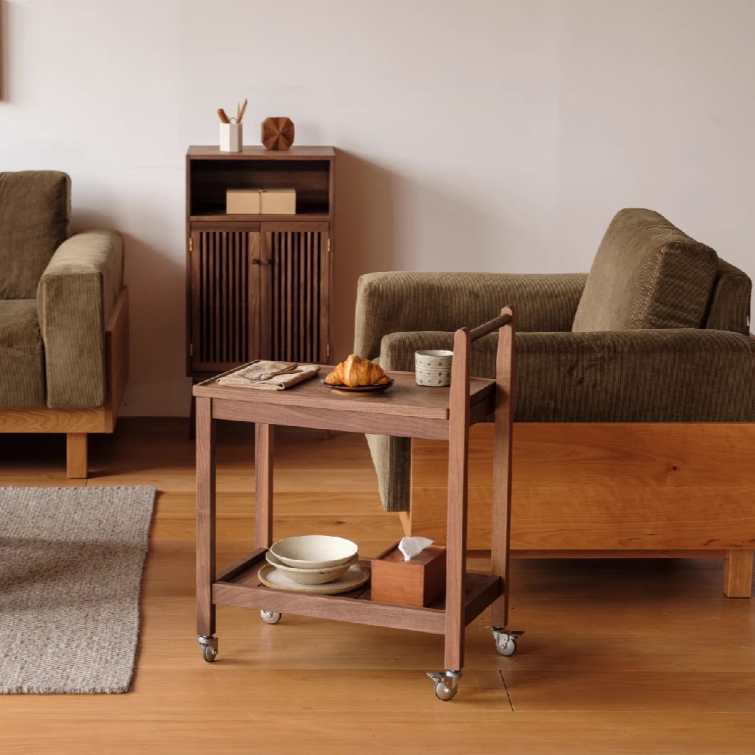 【留年小推车】榫卯结构边几角几茶几北欧家用小推车可移动简约