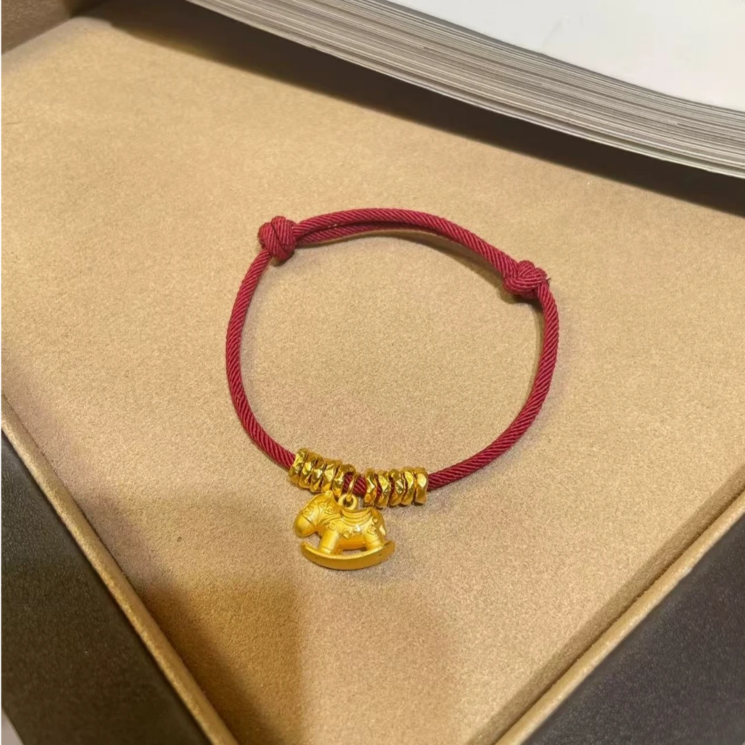 铜合金手链 新中式本命年金色摇摇马手链复古轻奢小众高级感手饰