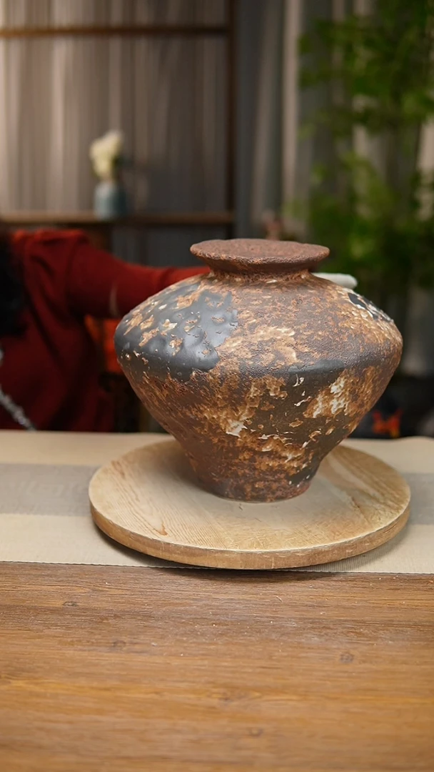 【闪购商品】陶瓷   花器诧寂棕大飞碟