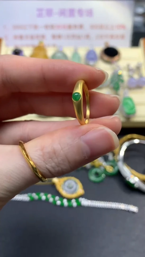 翡翠戒指18K金镶嵌戒指|1200+120