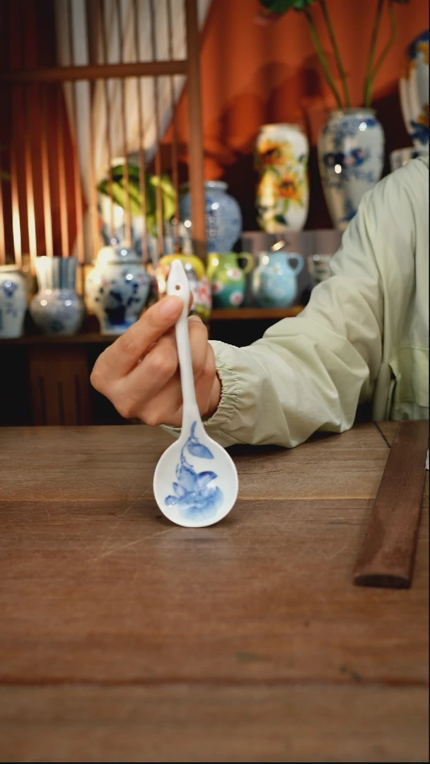 瓷片【简家甄选】景德镇设计师釉下手绘陶瓷餐具