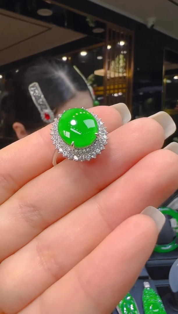 银S925镶嵌戒指翡翠011（多样性发其一）