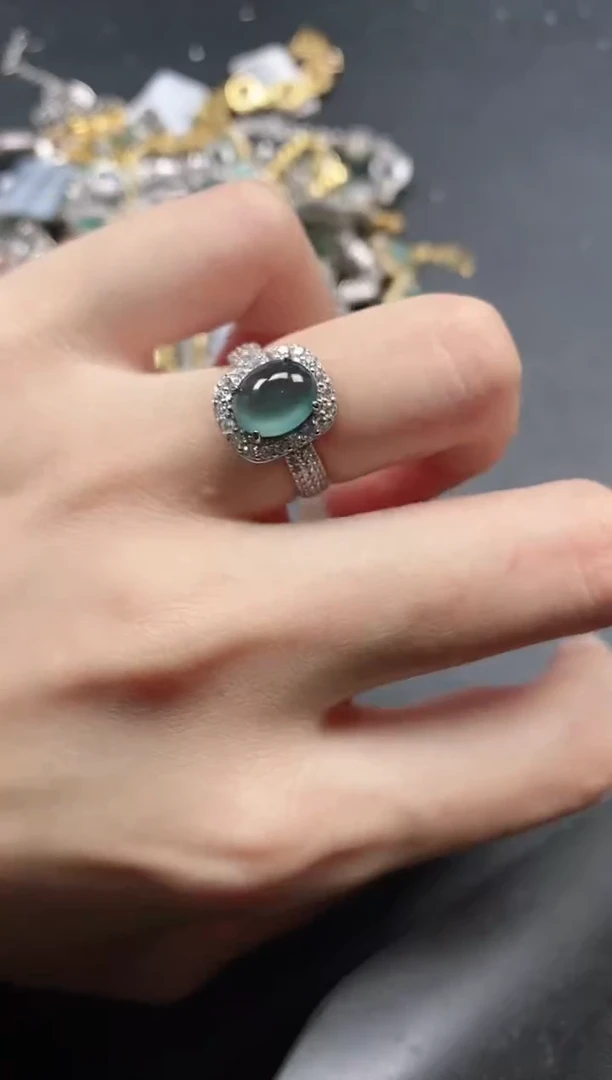银S925镶嵌戒指翡翠5111