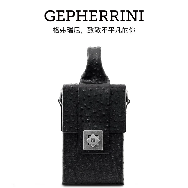 GEPHERRINI2025新款设计师百搭款纯黑色百宝箱轻奢小众斜挎包