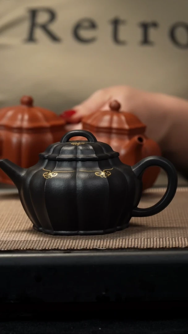 茶壶紫砂朱泥捂灰筋纹培风150cc