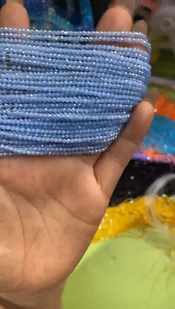 玻璃15103卡0.8水晶扁20条AB彩浅蓝玉