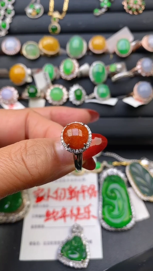 【闪购商品】翡翠戒指银S925镶嵌天然A货翡翠1
